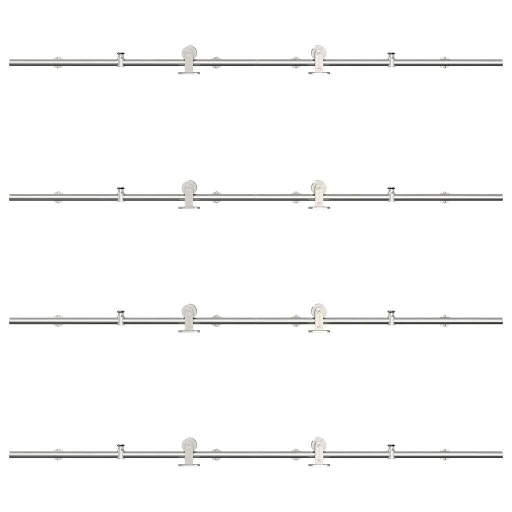 Kit Binari Drzwi przesuwne Bypass 366 cm Stal nierdzewna Srebrny