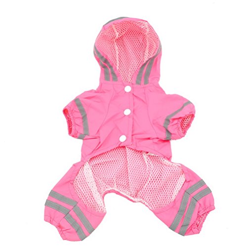 zunea hundemantel Kleine Hunde Regenmantel mit Kapuze wasserdicht Regenjacke Mesh gefüttert Puppy Zupfbürste reinwear Hund Pet Regen Gear/Anzug Jacke Jumpsuit Kleidung Rosa L