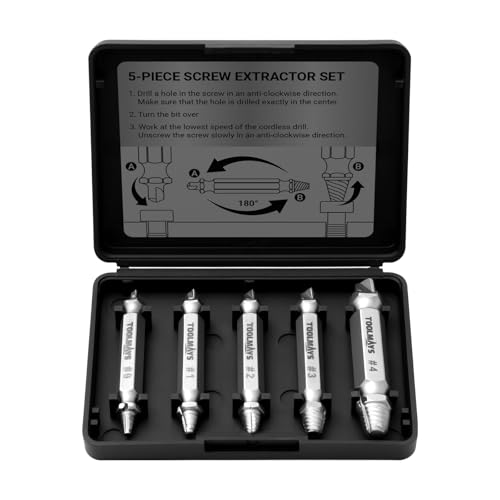 Screw Extractor Kit with Drill Bits, Rusty & Stripped Screw Remover Tools for Broken Bolts Nuts - DIY Hardware Repair Kit