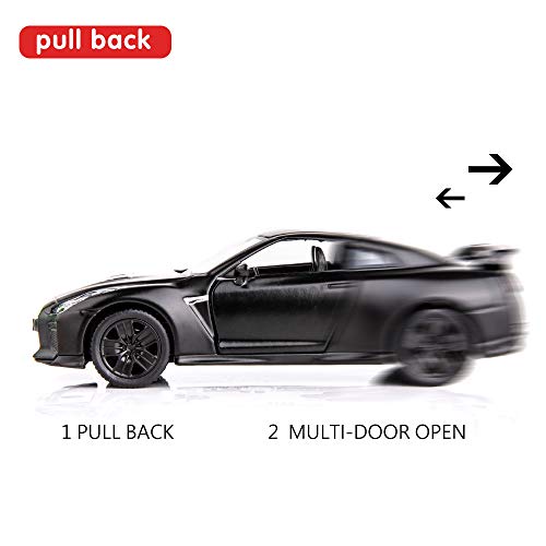 Modelo a escala 1:36 de coche GTR R35 Supercar negro miniatura 3
