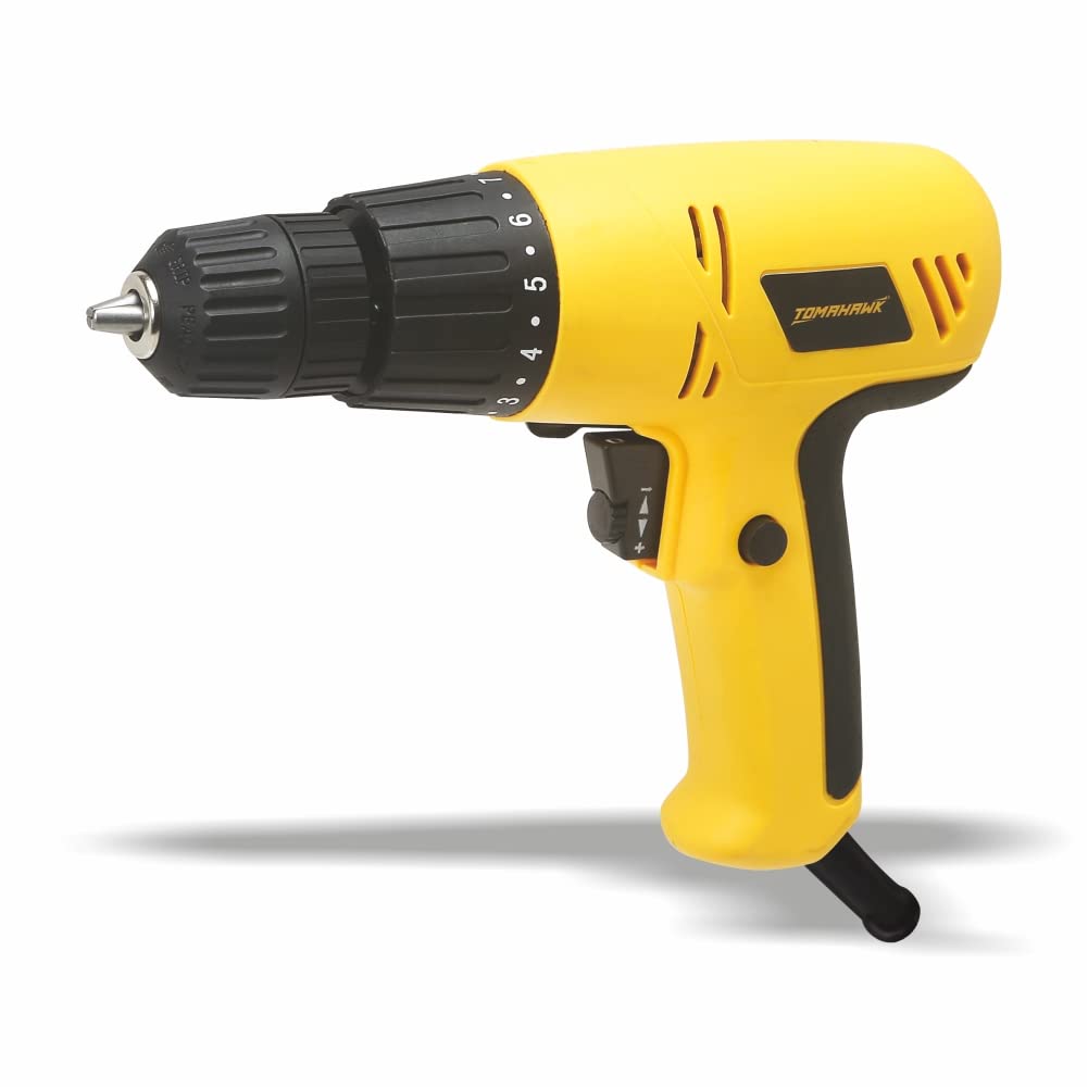 TOMAHAWK® T2246 Electric Screwdriver Drill Machine with 3-10mm Bits - 300Watt (Max Chuck Size: 0.393 Inches, Yellow and Black), Variable Torque and Speed | Reversible Corded Drill for Home DIY Use (B0B4SKTQV8) Amazon Price History, Amazon Price Tracker