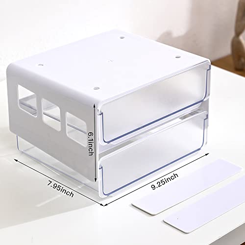 Submatches Under Desk Drawer Organizer Slide Out, Hidden Self- Adhesive Drawer With 2 Layers For Office/Classroom/Home, White #TOP2