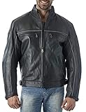 REED Mens Vented Leather Motorcycle Jacket with Light Reflector (3X-Tall)