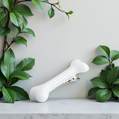 2 Piezas Pinzas de Pelo con Diseño de Hueso de Perro Blanco miniatura 4