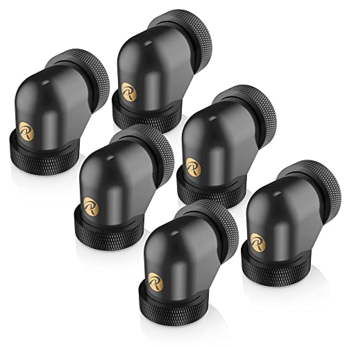 Raijintek Compatible Anschluss PELIAS D140906, 14mm, 90 Grad Adapter - 6er-Pack, Schwarz