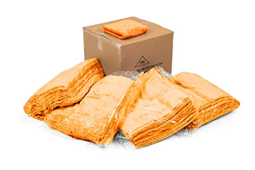The Rag Company - Eagle Edgeless 500 - Professional Korean 70/30 Blend, Super Plush Microfiber Detailing Towels, Circular Knit Weave, 500gsm, 16in x 16in, Orange (Wholesale Case of 120)