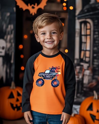 Pumpkin Shirt Toddler Halloween Shirt for Kids Boys Girls Halloween T-Shirts Ghost Clothes Long Sleeve Cotton Tee 2T-8Y4