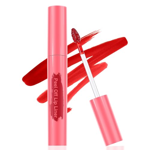 Image of Lip Liner Lip Stain Peel Off Lip Tint Stain Long-Lasting Coral Red | Moisturizing, Waterproof & Transfer-proof, Matte Finish, 1 Count, MakeUp for Women