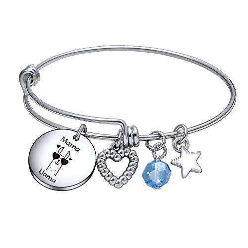 Image of De&ai Mama Llama Charm Bracelet, Animal Mama Llama Jewelry for Moms Grands Women Christmas Birthday Gift