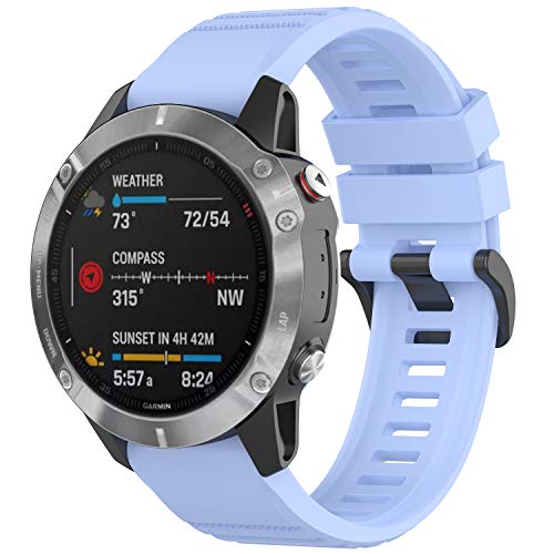 Fit for Garmin Fenix 6 Pro Watch Bands Women Men, Fenix 5 Plus Bands, 22mm Silicone Replacement Band Straps Wristband Bracelet Fit for Garmin Forerunner 945/935, Approach S60/ instinct (Sky Blue)