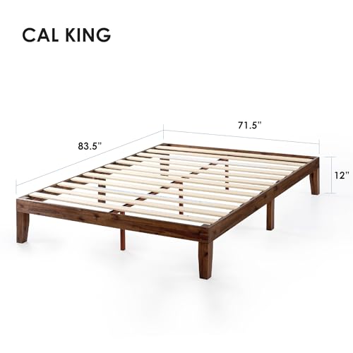 Mellow Naturalista Classic 12 Inch Solid Wood Platform Bed with Wooden Slats, Cal King, Espresso