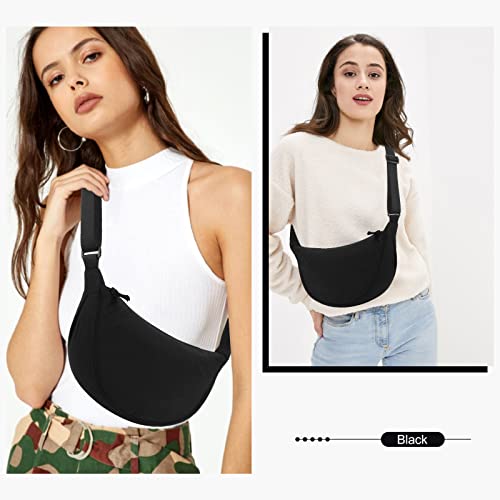 TIAASTAP Damen Halbmond Crossbody Umhängetasche, Unisex Hobo Crossbody Bag, Wasserdichte Leichtes Nylon Bauchtasche mit verstellbarer Schultergurt Für Alltag & Freizeit