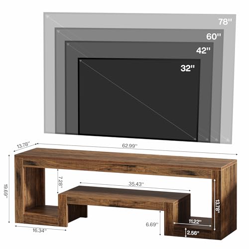 Image of Tribesigns 63-Inch TV Stand for 55 /60 /65 /75-Inch TVs, Farmhouse Entertainment Center with Open Storage Shelves, Wood Television Console for Living Room, Bedroom