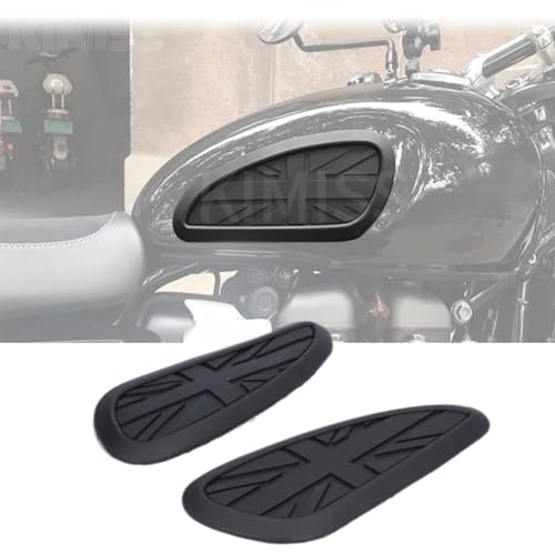Image of KIMISS Motorcycle Tank Knee Pad, Fuel Tank Sticker Pad Protector Rubber Replacement for T100 T120 /Speed ​​Twin /Street Scrambler(black)