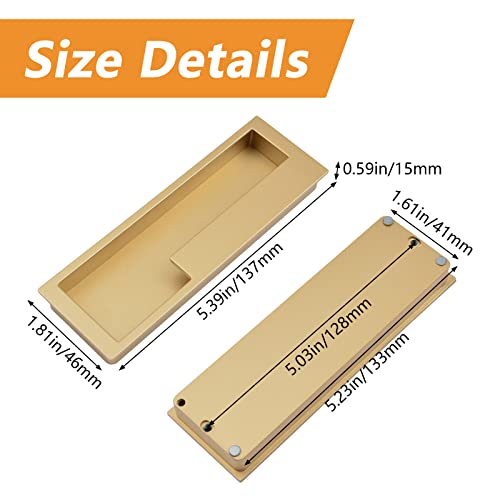 MOROBOR Zinc Alloy Flush Pull Handles, 2pcs Embedded Sliding Door Handle with Hidden Screws - Image 2