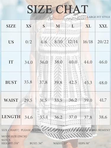Image of CUPSHE Women's Ruffle Beach Mini Dress Split V Neck A Line Sleeveless Geometric Stripe Tropical Leaf Pattern Summer Dresses