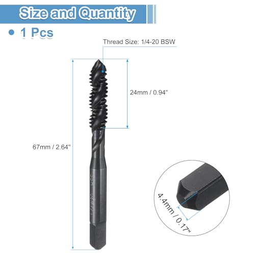 QUARKZMAN Britischer Gewindeschneider 1/4-20 BSW Gewindebohrer HSS6542 Hochwertiger Nitrierbeschichtete Gewindeschneider - 1 Stück