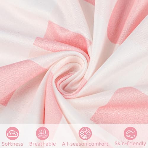 Image of Baby Crib Sheets Girl 2 Pack, Pink Bow Toddler Bed Sheets, Extra Breathable, Soft, Stretchy Microfiber, 28 inchx 52 inch Fitted Sheet for Standard Crib & Toddler Mattress (Goose & Gingham)