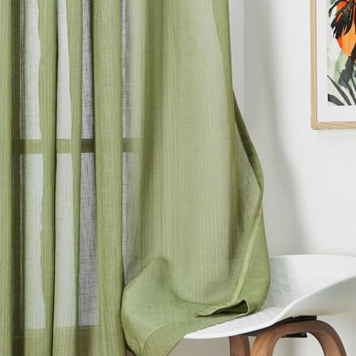 Image of Amazon Basics - Sheer Door Curtains | Light Filtering | 5 Feet | Set of 2 | Plain Design | for Living Room, Bedroom & Balcony | 115 cm x 150cm, Color - Green