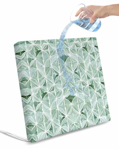 2 Pack Green Geometric Waterproof Cushion Covers with Ties, Outdoor Patio Chaise Lounge Chair Seat Cushion Slip Covers Replacement(Only Cover) Modernism Color Block 22