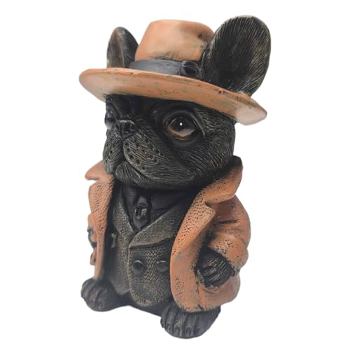 Lpsdssre Statua bulldog francese, scultura in resina a tema animale, statua di cane bulldog gentiluomo, scultura elegante, design innovativo, accento decorativo versatile, 10 x 8 x 8 cm, per interni