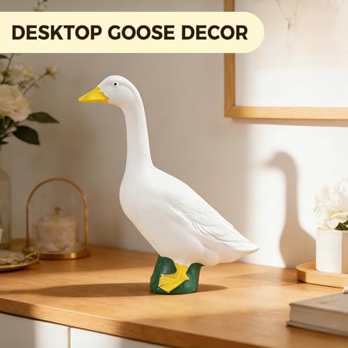 Figura de ganso de resina blanca para escritorio 7 pulg miniatura 4