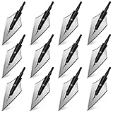 RUOERSISI 6/12pcs 150 Grain Screw in Arrowheads Stainless Steel Archery Arrow Tips Fixed Blade Arrows Heads Archery Broadheads for Hunting or Shooting Target Practice (12pcs)
