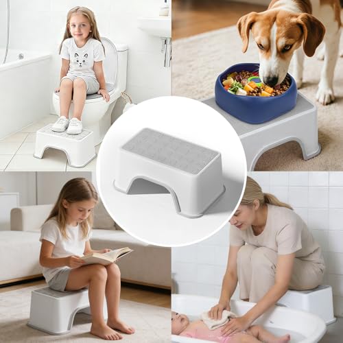 Image of 5 Inch Height Step Stool, 11.8 inch L x 7.5 inch W Toddler Step Stool | One Step Stools for Kids, Small Child Foot Stool for Bed, Bathroom, Toilet, Potty Training - Gray 11.8 inch L x 7.5 inch W x 5''H
