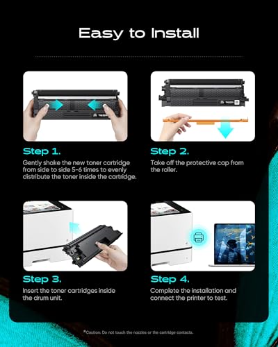 Image of iNKPAD TN635XL Toner Cartridge 4 Pack Replacement for Brother High Yield | Compatible with HL-L8430CDW HL-L8570CDW MFC-L8970CDW MFC-EX575 , 5500 Pages BK /4500 Pages Color, with Smart Chip