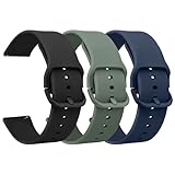 Mugust 20mm 22mm Uhrenarmbänder für Damen Herren, 20mm/22mm Silikonarmband, Schnellverschluss Uhrenarmband, Weiches Silikon Sport Ersatzarmband (22mm, Schwarz+Abyss Blau+Kieferngrün)