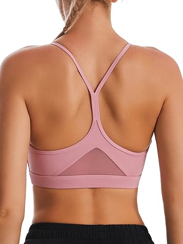 Image of RUNNING GIRL Y-Back Sports Bras for Women, Medium Impact Wirefree Padded Bra Workout Crop Top Longline Sports Bra Push up(WX2915Flush Pink,XL)