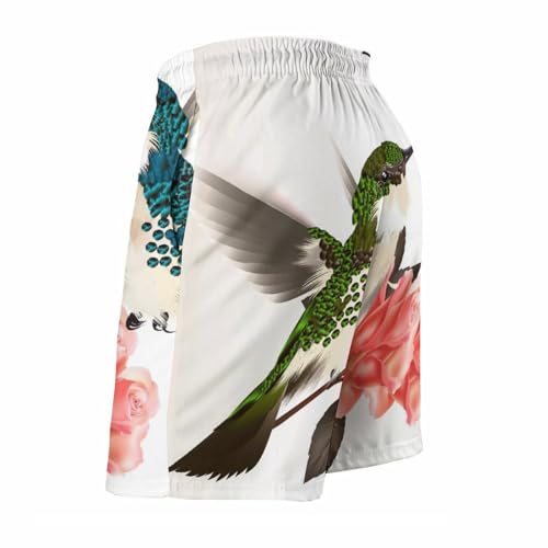 Short de bain homme oiseau et fleur à séchage rapide