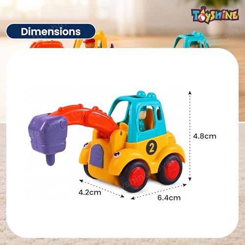 Image of Toyshine Pack of 4 Friction Powered Construction Vehicle Automobile Car Toy Set for Kids 2+Yrs, Multicolor