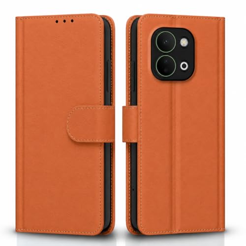 Image of Cover for Vivo T5x 5G / Y51 Pro 5G / iQOO Z11x 5G, Wallet Style, Leather Finish, Magnetic Closure, Inbuilt Stand, Card Pocket (Tan)