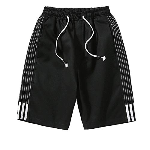 COPAUL Pantalon de Bain décontracté d'été pour Homme, Short de Plage, Doublure à Cordon avec Poches, Noir, Taille 5XL