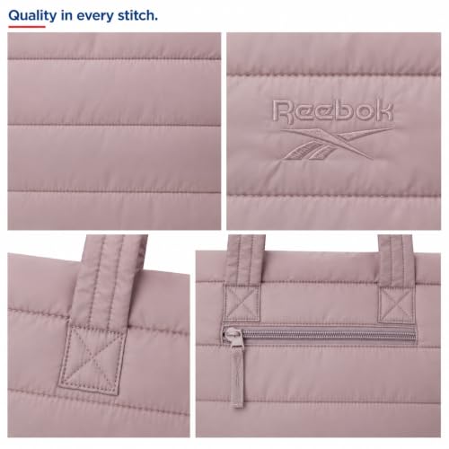 Image of Reebok Womens Tote Bag - Lightweight Carry On Puffer Quilted Tote Bag for Travel Work Travel and Daily Essentials