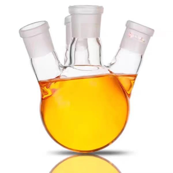 Temperature Resistant Glass Distillation Reactor Flask - Thickened Four Neck with Slanted Mouth & Round Bottom(3)