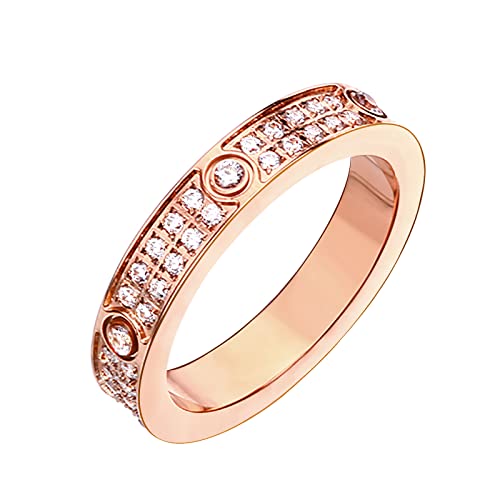 Love Rings with Gold Plated for Women Friendship Rings CZ Stainless Steel Gold/Silver Wedding Engagement Wedding Bands with Jewelry Gifts Box