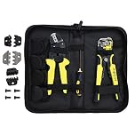 TOPWAY Wire Crimper Stripper Set, 4 in 1 Multifunctional Automatic 10-24 AWG (0.2~6.0mm²) 8 Inch Self-Adjusting Electrician Cable Wire Terminals Cutting Plier Crimping Tool Kit with Extra Dies 416504
