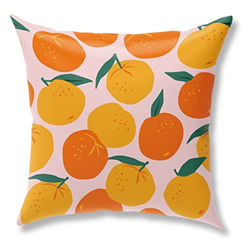 Orange Throw Pillow Covers, Pillow Covers 18X18, Set Of 4 Watercolor Fruit Orange Lover Gift Pillowcase, Decorative Pillow Covers Cushion Covers For Couch, Bed, Sofa, Car Seat, Chair, Bedroom, Home #TOP4