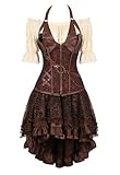 frawirshau Women's Steampunk Costume Corset Dress: Steampunk Corset with Skirt and Beige Pirate Blouse - Steam Punk Clothing for Cosplay 6XL