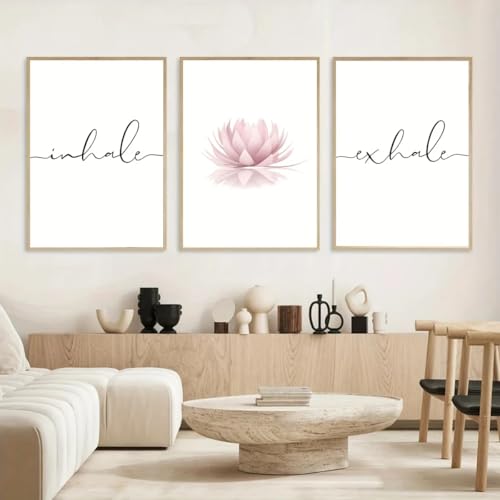 Affiche abstraite méditation lotus rose triptyque décoration zen - 4