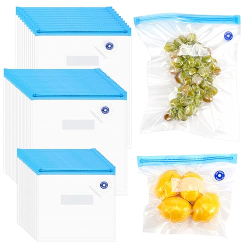 50 Pcs Sous Vide Bags 3 Size Reusable Vacuum Seal Bag for Food and Cooking Zipper Storage Chef Preserve Vacuum Sealer Bags with Air Valve 8.27×8.66inch 10.24×11.02inch 10.24×13.38inch