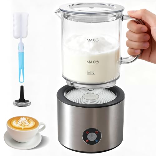 Detachable 4-in-1 Milk Frother & Steamer, 16.9oz, Brushed