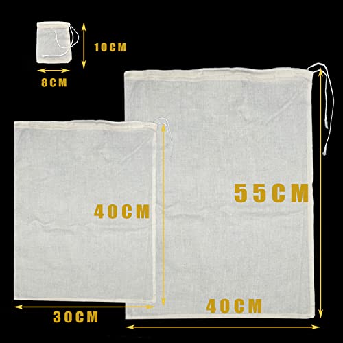 10 Pcs Reusable Muslin Bags for Cooking 100% Unbleached Natural Cotton Cheese Cloths for Straining Nut Milk Bag & Cold Brew Bag - Image 2