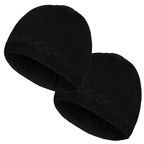 OMECHY Mens Winter Warm Knitting Hats Plain Skull Beanie Cuff Toboggan Knit Cap