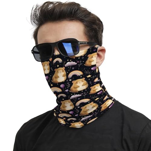 TZTTZT Polainas de cuello para hombres y mujeres, pasamontañas con estampado de conejillo de indias arcoíris, bandanas, máscara de media cara, bufanda para el cuello