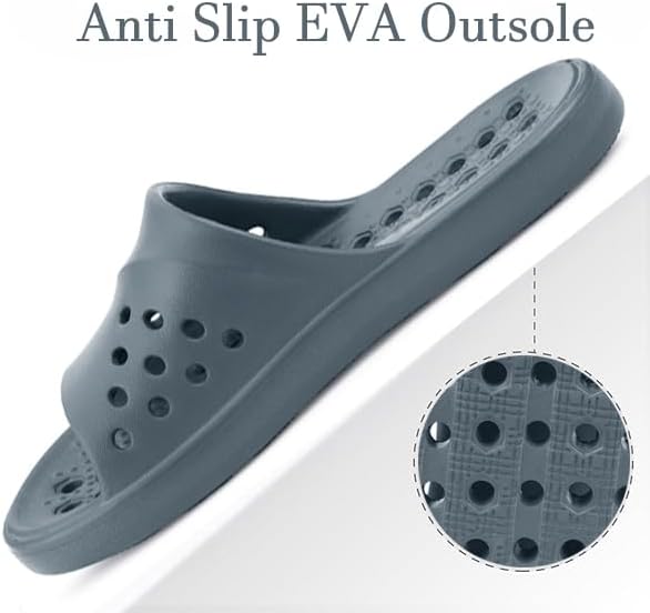 Gaatpot Shower Shoes for Womens Mens Massage Pool Slides with Arch Support Quick Drying Beach Slippers Summer Non Slip Bathroom Indoor Outdoor House Sandals with Drain Holes 8.5-9.5 Women/7-8 Men Grey image 2 of 5 B0F6MTSSGZ