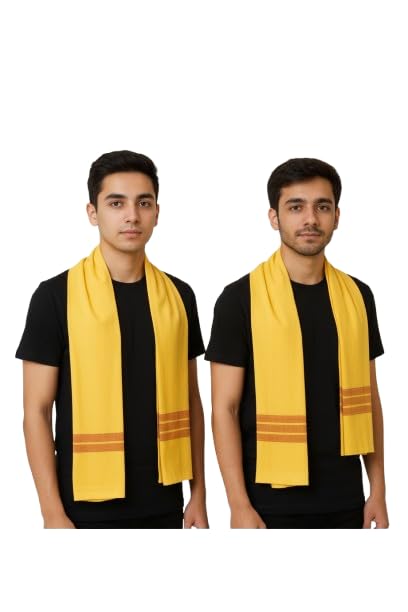 Premium Cotton Yellow Angavastram for Men | Traditional Puja Shawl | Soft & Breathable Handloom Gamcha for Religious & Cultural Wear | Perfect for Temple Visits, Functions & Daily Use.-picture-57