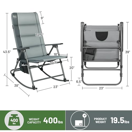 image for Timber Ridge Oversized Folding Rocking Camping Chair, Padded Outdoor R